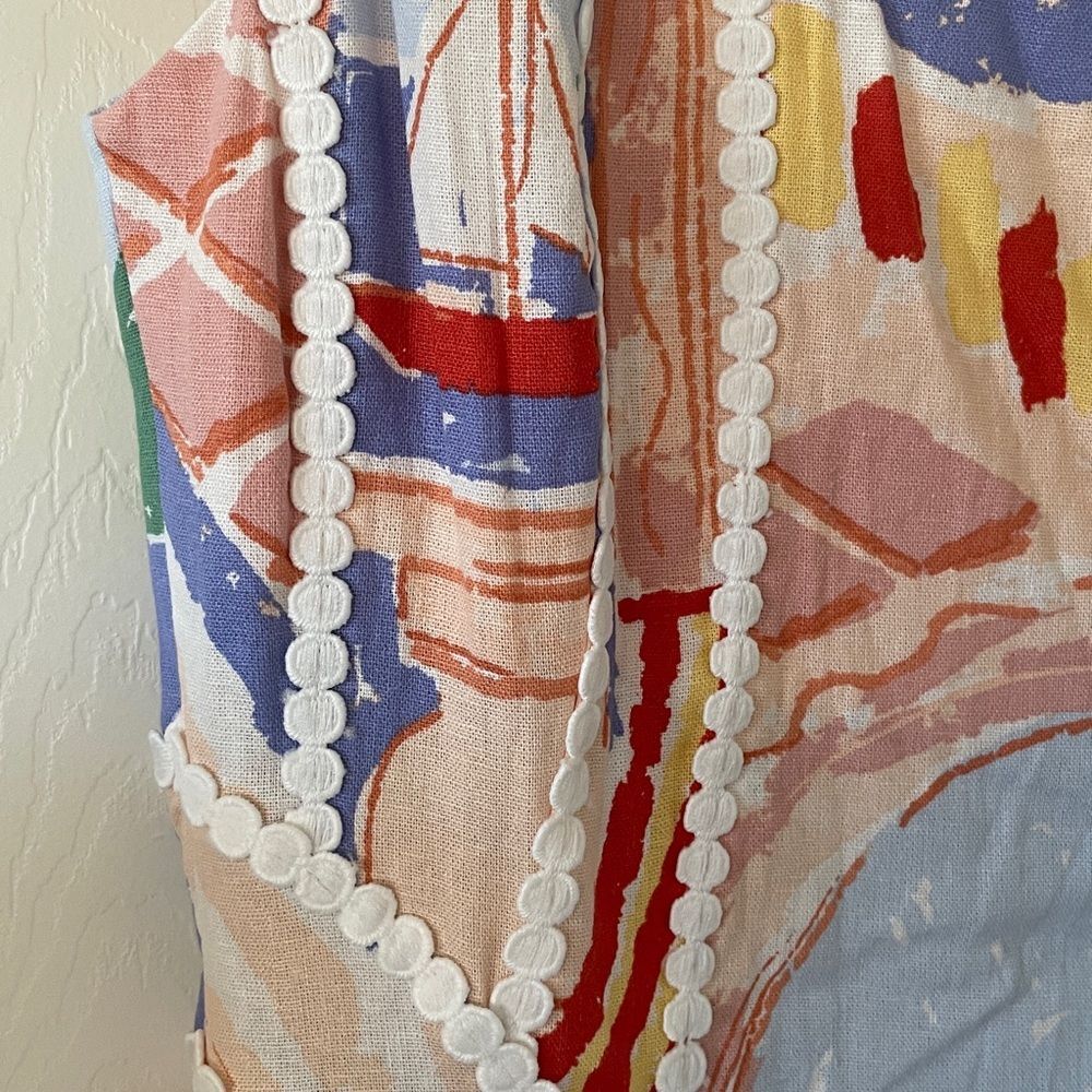 Christian Lacroix Linen Blend Midi Dress Costal Theme Vacation Size XS New - Picture 4 of 7